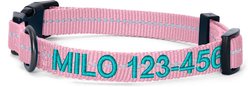 Pawtitas Custom Personalized Recycled Reflective Adjustable Dog Collar, Pink, Medium: 13 to 20-in neck, 3/4-in wide