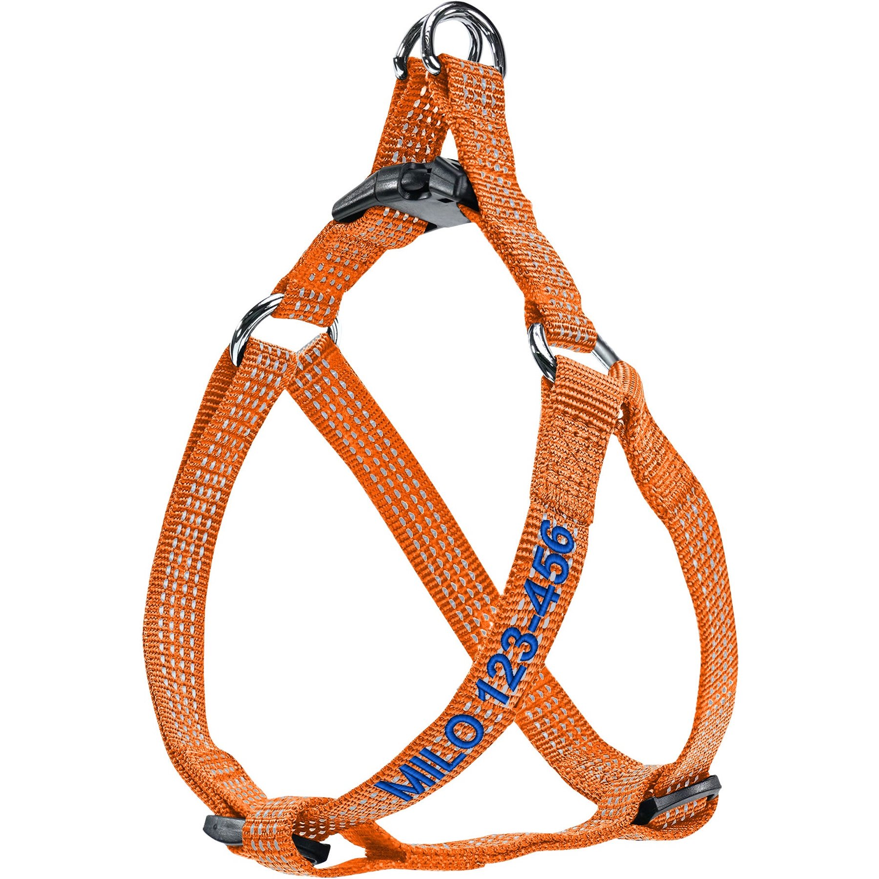 Pawtitas Custom Personalized Reflective Step-In Basic Dog Harness, Orange, Medium: 20 to 28-in chest