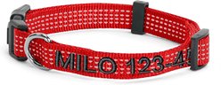 Pawtitas Custom Personalized Reflective Adjustable Dog Collar, Red, Medium: 13 to 20-in neck, 3/4-in wide slide 1 of 9