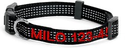 Pawtitas Custom Personalized Reflective Adjustable Dog Collar, Black, Medium: 13 to 20-in neck, 3/4-in wide