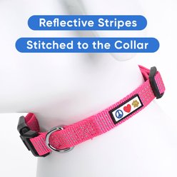 Pawtitas Custom Personalized Reflective Adjustable Dog Collar, Pink, Small: 11 to 16-in neck, 5/8-in wide slide 2 of 9