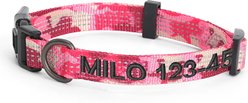 Pawtitas Custom Personalized Reflective Adjustable Dog Collar, Camouflage Pink, Large: 16 to 26-in neck, 1-in wide