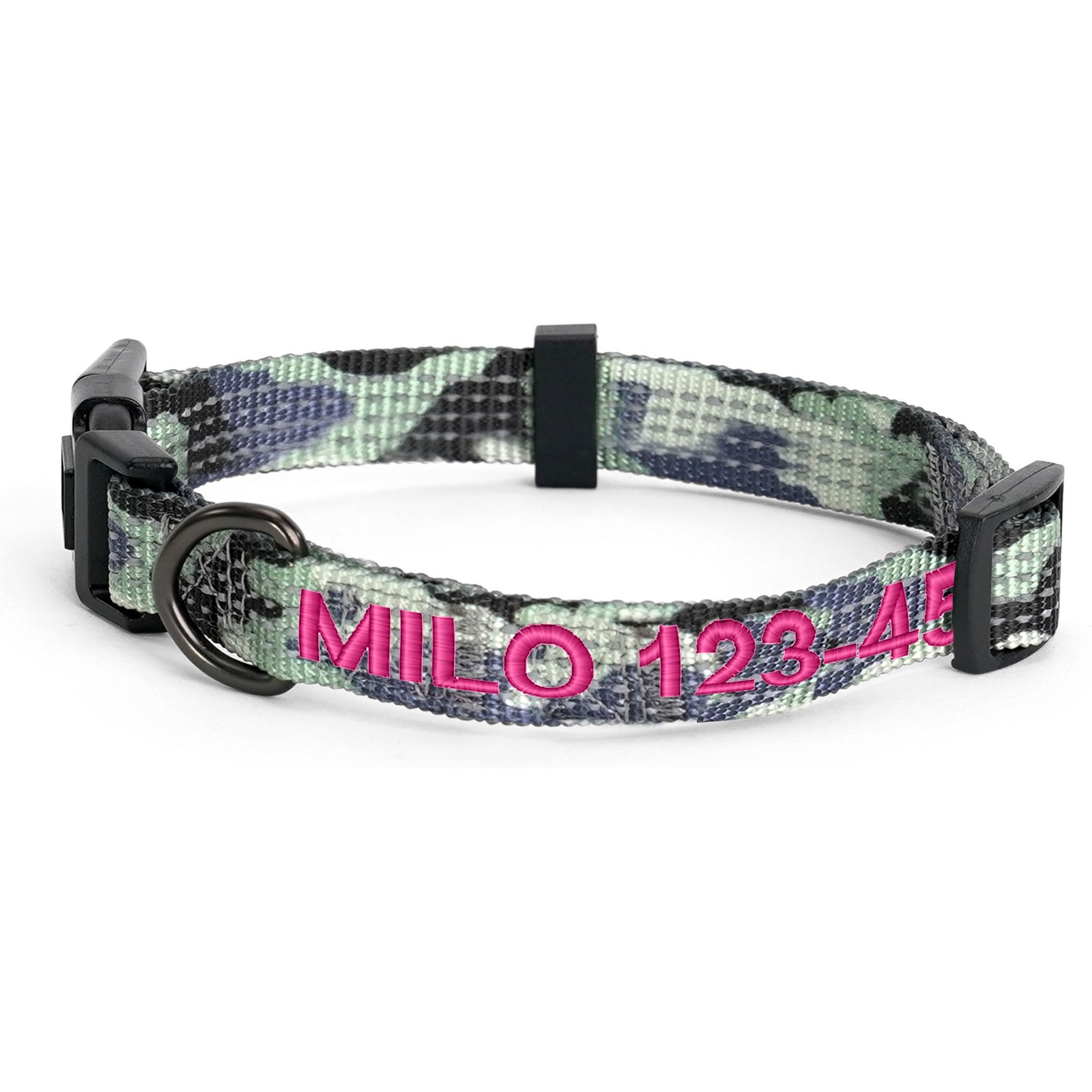 Pawtitas Custom Personalized Reflective Adjustable Dog Collar, Camouflage Green, Large: 16 to 26-in neck, 1-in wide