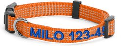 Pawtitas Custom Personalized Reflective Adjustable Dog Collar, Orange, Large: 16 to 26-in neck, 1-in wide slide 1 of 9