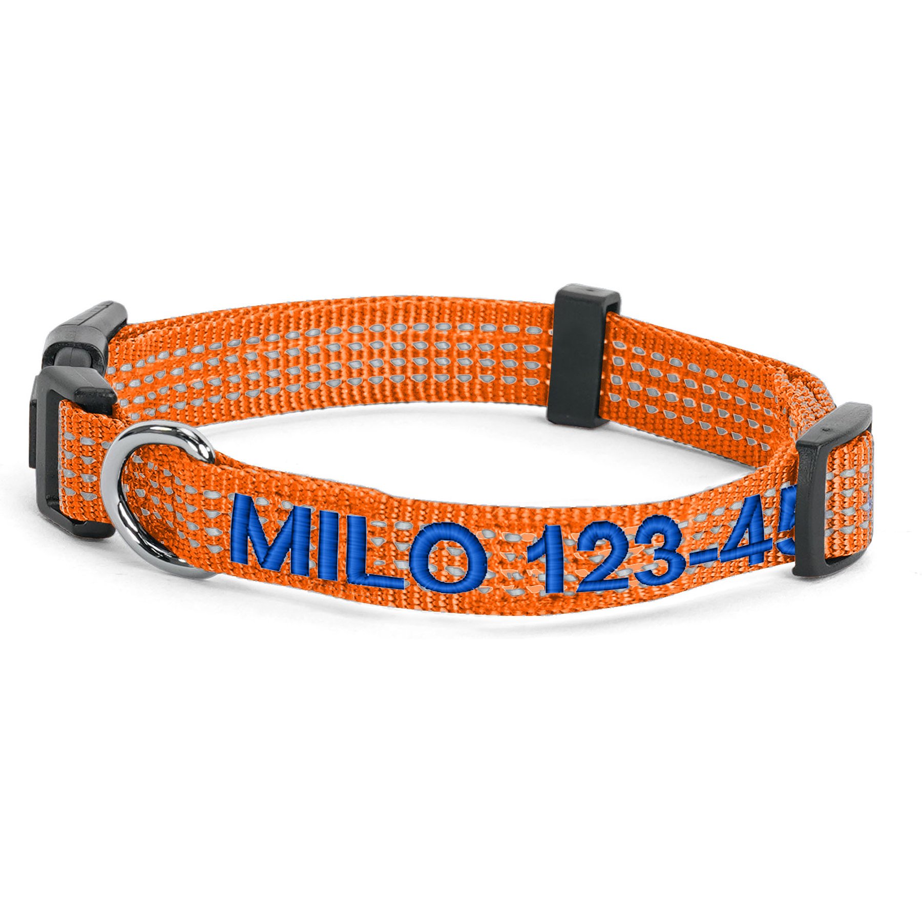 Pawtitas Custom Personalized Reflective Adjustable Dog Collar, Orange, Small: 11 to 16-in neck, 5/8-in wide