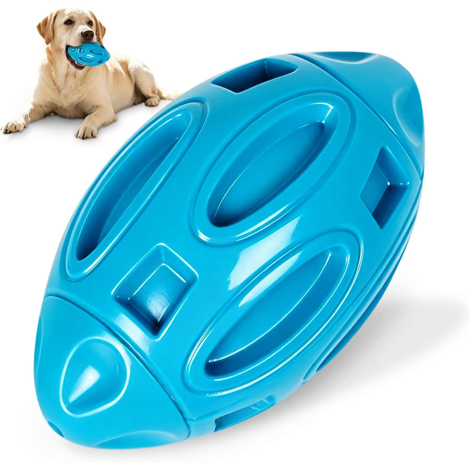 Newget Natural Rubber Ball Squeaky Dog Toy with Built-in Squeaker, Blue