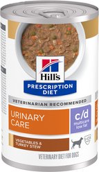 Hill's Prescription Diet c/d Multicare Low Fat Adult Urinary Care Vegetables & Turkey Stew Wet Dog Food, 12.5-oz can, 12 count slide 1 of 9