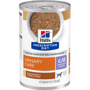 Hill's Prescription Diet c/d Multicare Low Fat Adult Urinary Care Vegetables & Turkey Stew Wet Dog Food, 12.5-oz can, 12 count