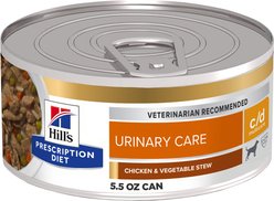 Hill's Prescription Diet c/d Multicare Urinary Care Chicken & Vegetable Stew Wet Dog Food, 5.5-oz can, case of 24