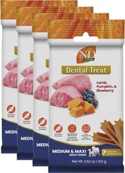 Farmina N&D Pumpkin Lamb, Pumpkin, & Blueberry Medium & Maxi Dental Dog Treats, 28 count bundle