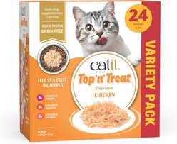 Catit Top N Treat Multipack Chicken Flavored Wet Cat Food Topper, 2.11-oz pouch, 24 count