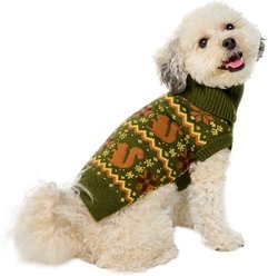 Frisco Autumn Fair Isle Green Squirrels Dog & Cat Turtleneck Sweater, Small
