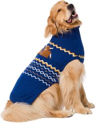 Frisco Fair Isle Navy Highland Cow Dog & Cat Turtleneck Sweater, XX-Large