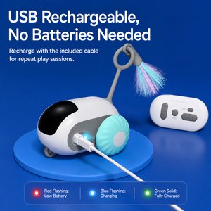 NonoPets Smart Automatic Electronic Exercise Feather Robot Remote Control Interactive Motion Cat Toy, Orange
