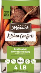 Merrick Kitchen Comforts Real Deboned Lamb & Brown Rice with Ancient Grains Premium Adult Dry Dog Food, 4-lb bag