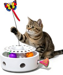 Twinsing 3-in-1 Teaser with Track Balls Indoor Exercise Chasers Cat Toy, White