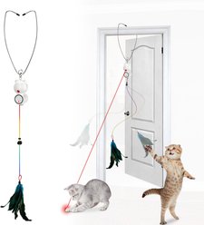 Twinsing Automatic Hanging Rechargeable Smart Motion Wand Chasers Cat Toy, White