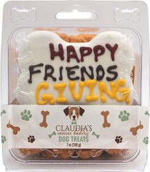 Claudia's Canine Bakery Clamshell Happy Friends Giving Human Grade Vanilla Flavored Dog Crunchy Treats, 7-oz