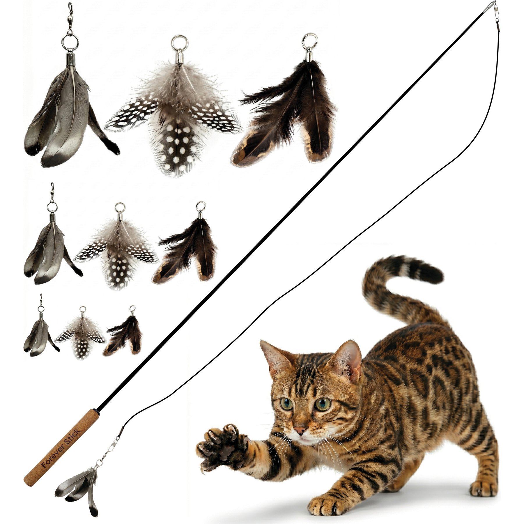 Repounce Forever Stick Feather Toy Lures Cat Toy