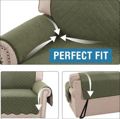 H.VERSAILTEX Fleece Fabric Loveseat Waterproof Quilted Couch Sofa Dogs Furniture Cover, Green slide 2 of 7