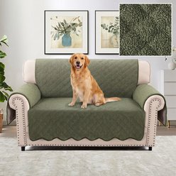 H.VERSAILTEX Fleece Fabric Loveseat Waterproof Quilted Couch Sofa Dogs Furniture Cover, Green