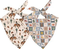 Dog Bandana Co. Rodeo Tie On Reversible Dog Bandana, Brown, Large