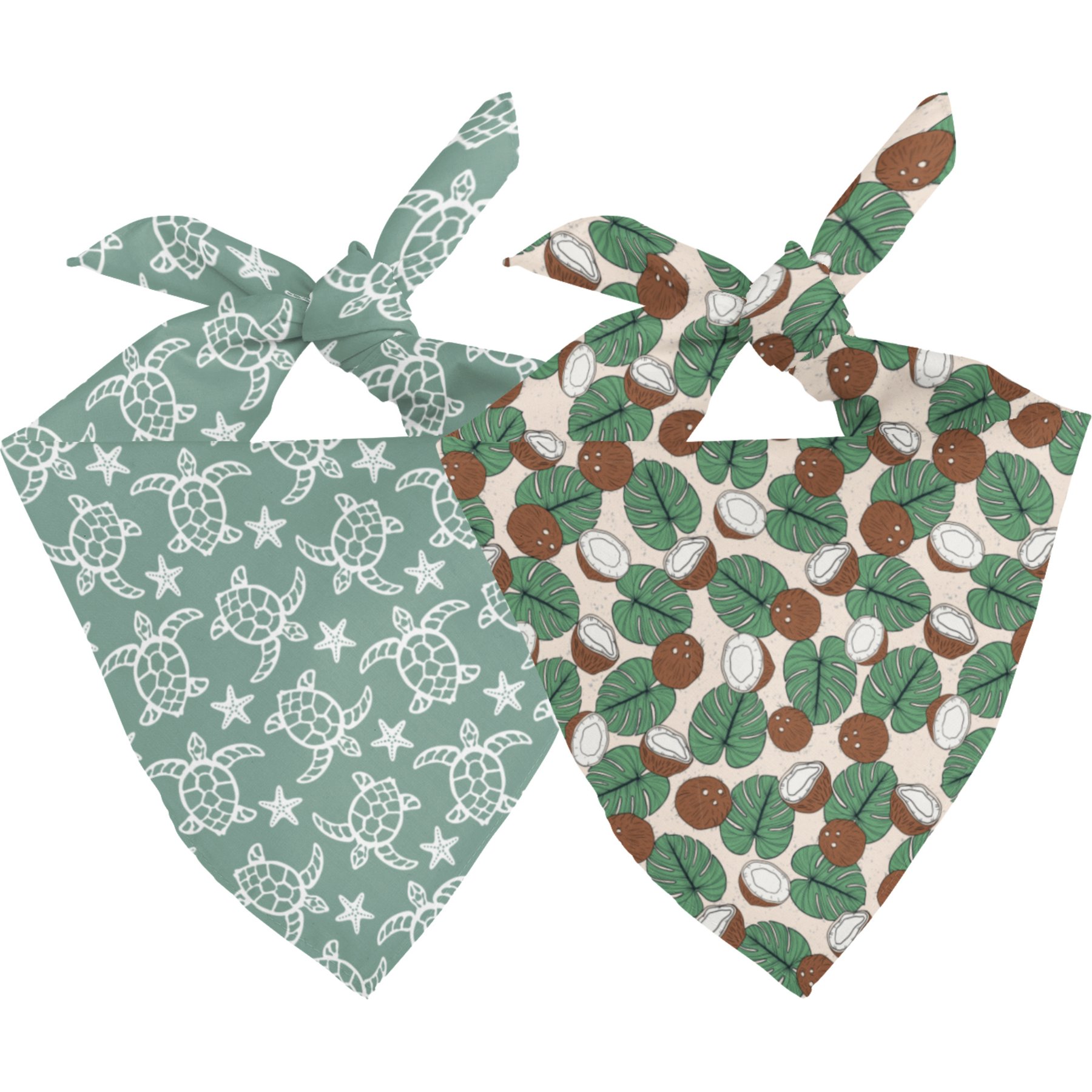 Dog Bandana Co. Turtles Tie On Reversible Dog Bandana, Green, Small