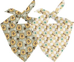 Dog Bandana Co. Squirrel Patrol Tie On Reversible Dog Bandana, Green, Small