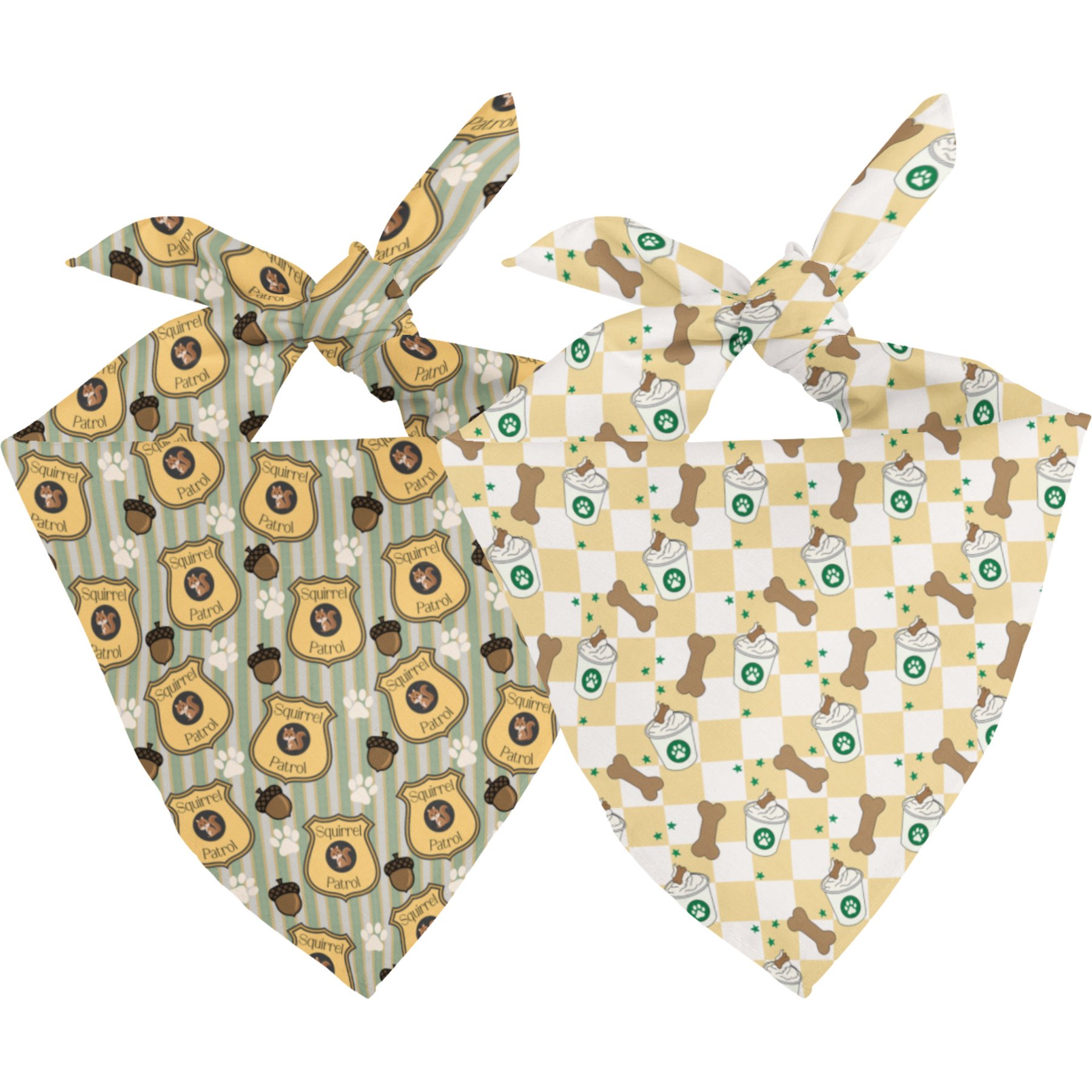 Dog Bandana Co. Squirrel Patrol Tie On Reversible Dog Bandana, Green, Medium