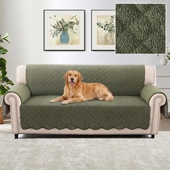 H.VERSAILTEX Fleece Fabric 3-Seater Waterproof Quilted Couch Sofa Dogs Furniture Cover, Green