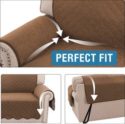 H.VERSAILTEX Fleece Fabric Loveseat Waterproof Quilted Couch Sofa Dogs Furniture Cover, Caramel slide 2 of 7