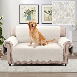 H.VERSAILTEX Fleece Fabric Loveseat Waterproof Quilted Couch Sofa Dogs Furniture Cover, White