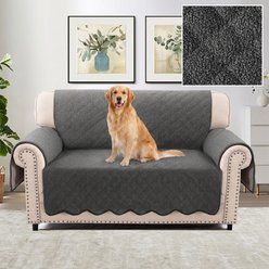 H.VERSAILTEX Fleece Fabric Loveseat Waterproof Quilted Couch Sofa Dogs Furniture Cover, Charcoal Gray