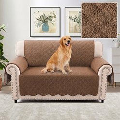 H.VERSAILTEX Fleece Fabric Loveseat Waterproof Quilted Couch Sofa Dogs Furniture Cover, Caramel