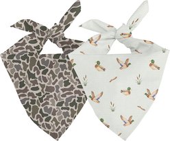 Dog Bandana Co. Ducks & Camo Tie On Reversible Dog Bandana, Green, Small