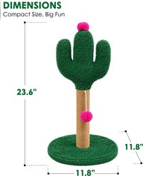 ASPCA Cactus 13-in Catnip Cat Scratching Post with Hanging Teaser Toy & Compact Sisal Rope slide 2 of 5
