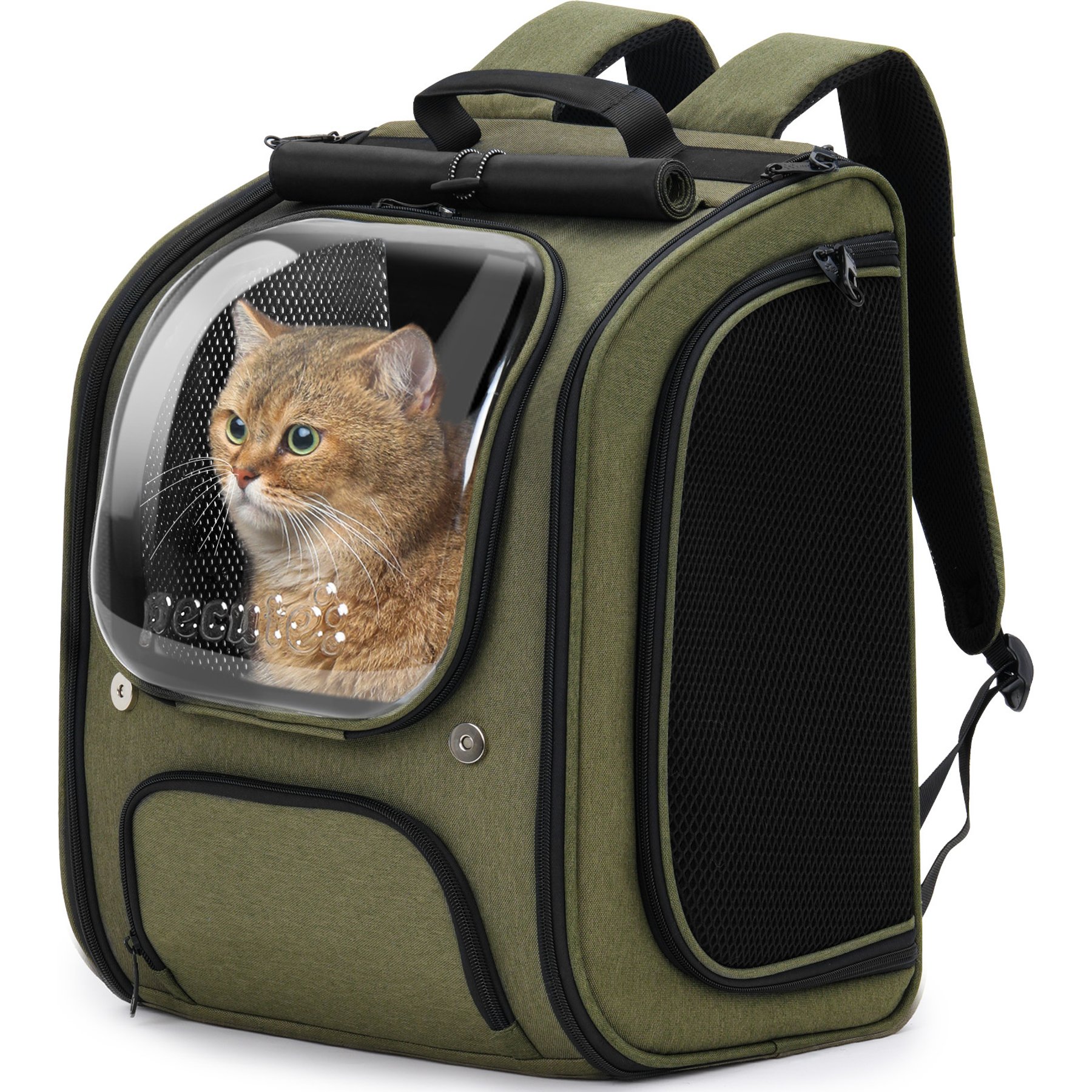 Pecute Bubble Backpack Dog & Cat Carrier, Dark Green