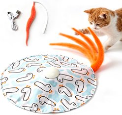 Niubya Smart Interactive Hide & Seek Ball with Feather Tail & Cover Cat Toy, Blue