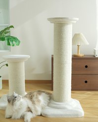 Fairela Roman Column Sisal Cat Scratching Post with Large Stable Base, Furniture Protector & Stretching Tower, White, 14 x 14 x 31.7-in slide 2 of 9