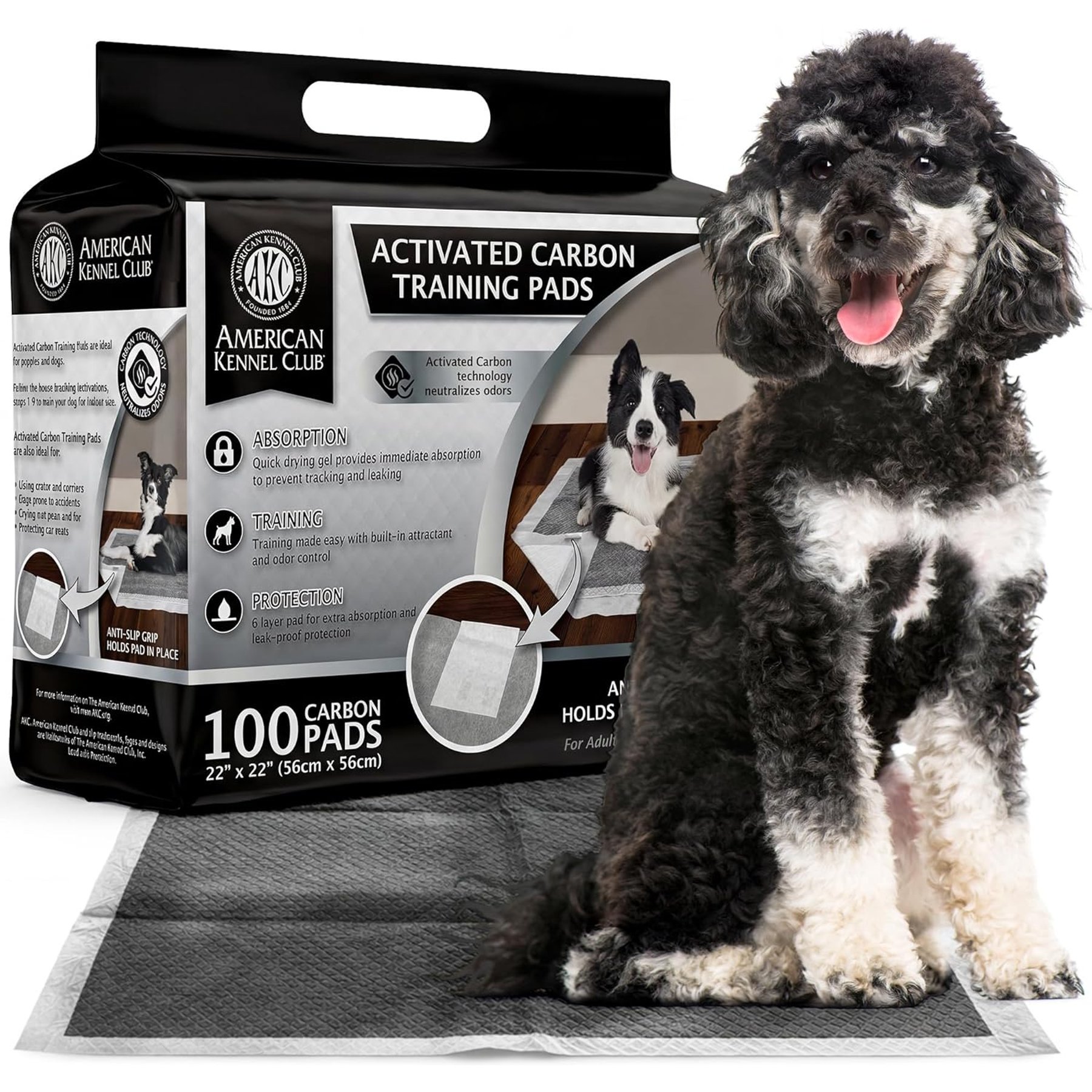 American Kennel Club Carbon Activated Dog Training Urine Collector, X-Large: 22 x 22-in, 100 count