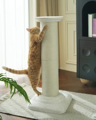 Fairela Roman Column Sisal Cat Scratching Post with Large Stable Base, Furniture Protector & Stretching Tower, White, 14 x 14 x 31.7-in