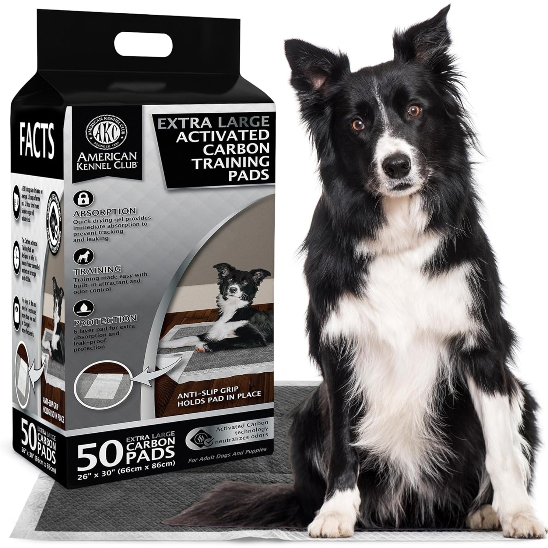 American Kennel Club Carbon Activated Dog Training Urine Collector, X-Large: 26 x 30-in, 50 count