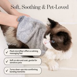 Muddi Pet Microfiber Reusable Wipes Machine Washable Single Grooming Mitt for Dogs & Cats, Grey, 6.5 x 11-in slide 2 of 9