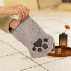 Muddi Pet Microfiber Reusable Wipes Machine Washable Pair Grooming Mitt for Dogs & Cats, Grey, 6.5 x 11-in, 2 count slide 2 of 9
