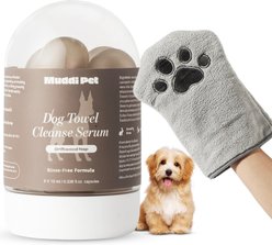Muddi Pet Concentrated Rinse-Free Dog Shampoo & Conditioner with Bath Mitt, 2-fl oz bottle, 2 count