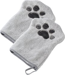 Muddi Pet Microfiber Reusable Wipes Machine Washable Pair Grooming Mitt for Dogs & Cats, Grey, 6.5 x 11-in, 2 count