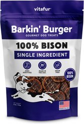 Vitafur Barkin Burger 100% Grain-Free Bison Flavored Dehydrated Dog Treats, 5-oz bag