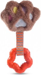 Kseroo Star Ribbon Cat Paw Plush Dog Chew Toy, Brown
