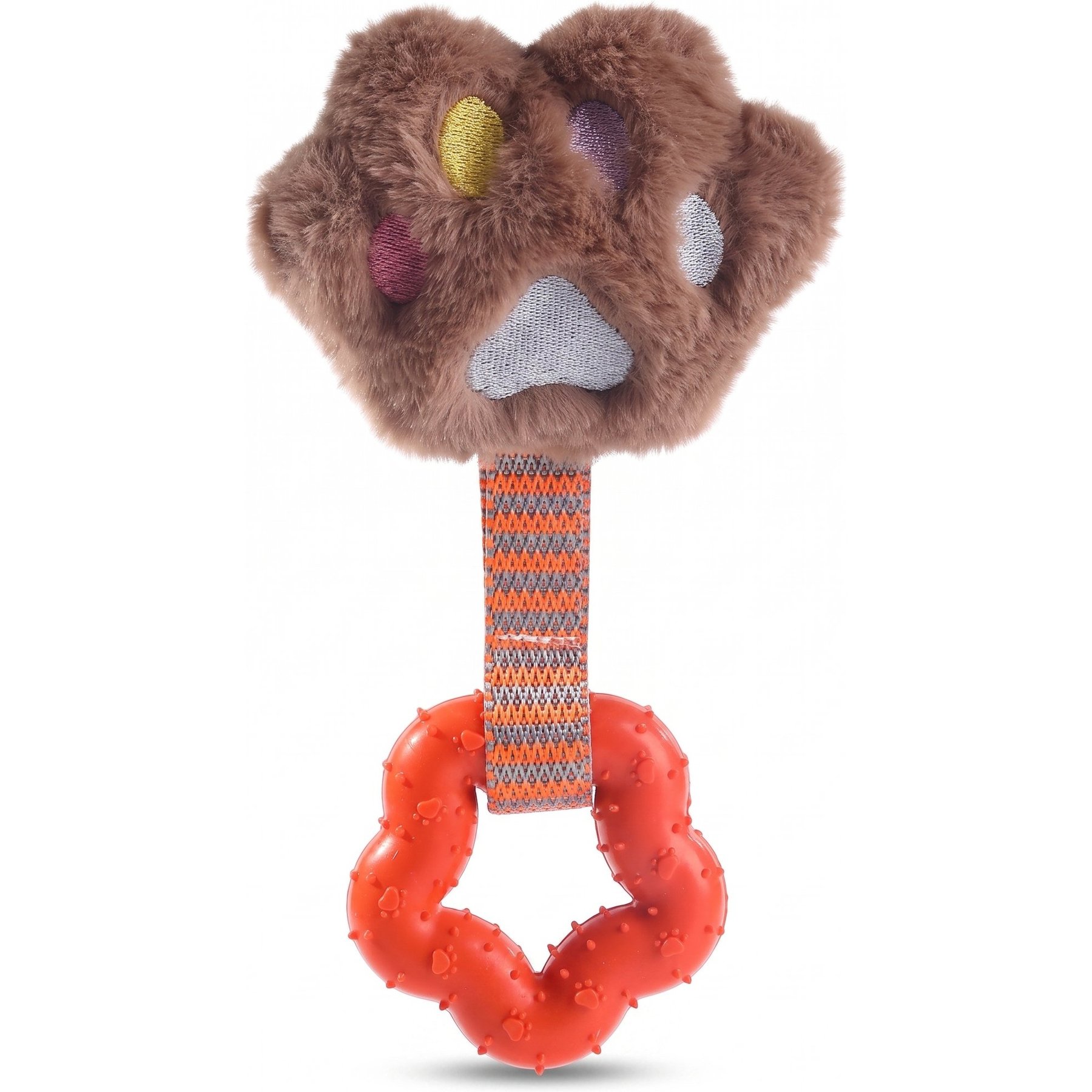Kseroo Star Ribbon Cat Paw Plush Dog Chew Toy, Brown