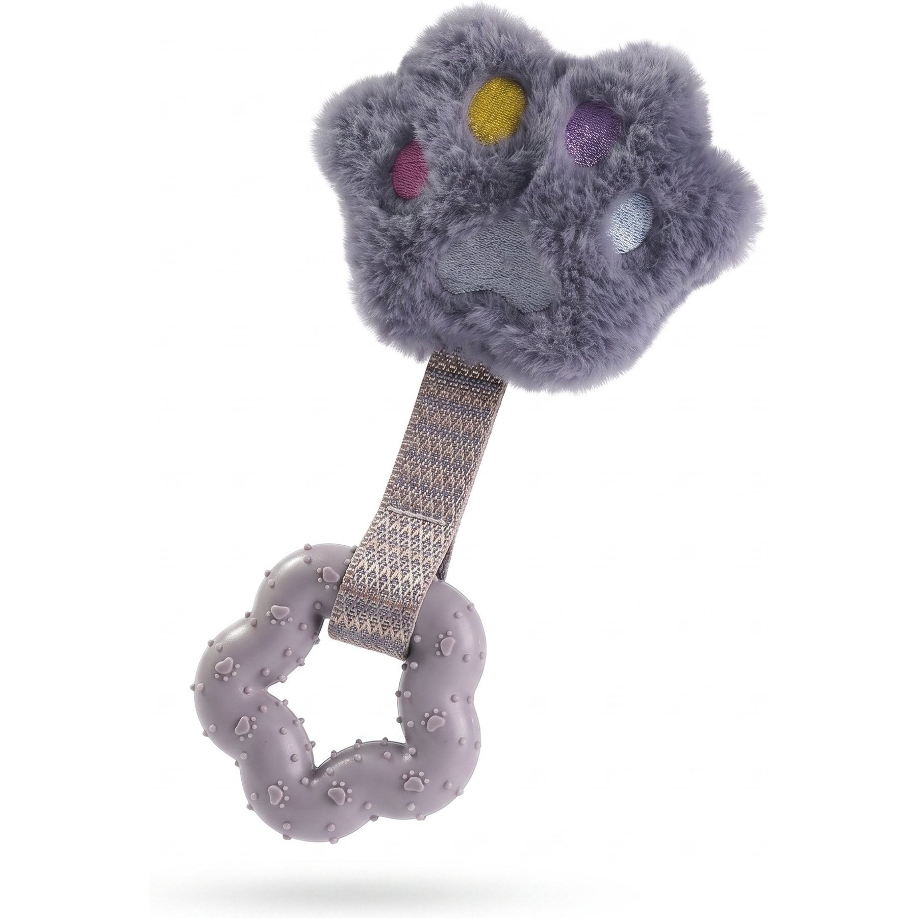 Kseroo Star Ribbon Cat Paw Plush Dog Chew Toy, Grey